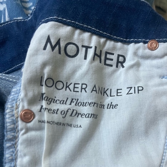 Mother Denim Magical Flowers in the Forest of Dreams Looker Ankle Zip Skinny - Picture 5 of 6